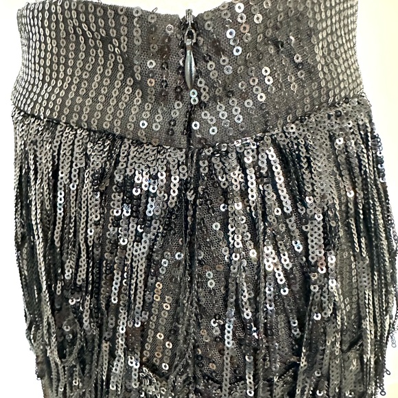 NWT 12th Tribe Festival Black Fringe Sequence Skirt - Picture 8 of 13